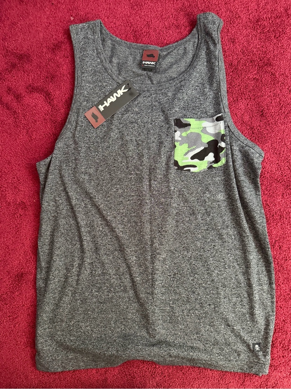 TONY HAWK Grey Tank with Neon Camo Pocket
